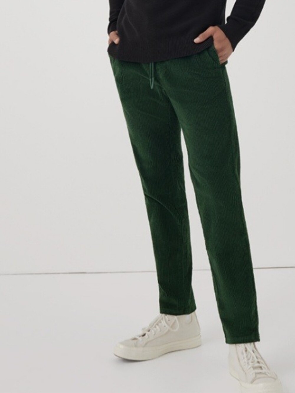 Pact Men's Forest Green Corduroy Drawstring Pants